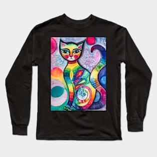 I invented a cat (watercolour, mixed media) Long Sleeve T-Shirt